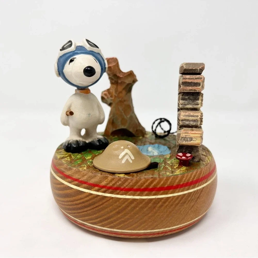 Rare Peanuts Flying Snoopy wood musical Figurine - Picture 2 of 7